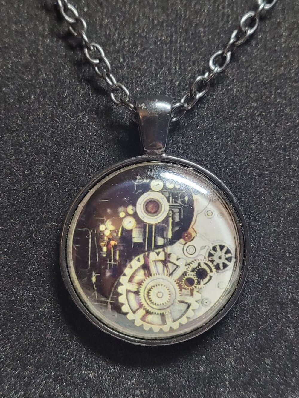 Steampunk Ying Yang Clockwork Gear Pendant Necklace